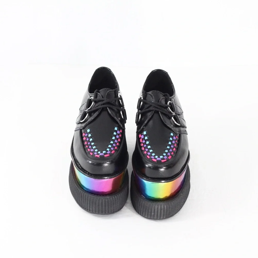 TUK Rainbow Creepers Platform Shoes New Women sz 6 Colorful Oxford